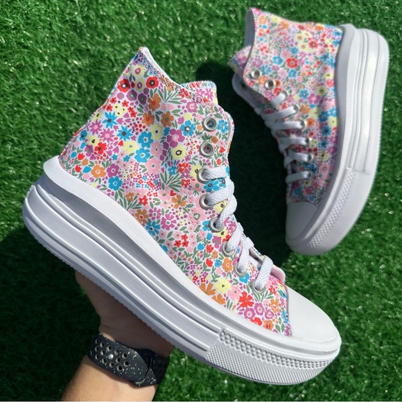 Converse Chuck Taylor All Star Move Hi Mini Flowers - Picture 4 of 14